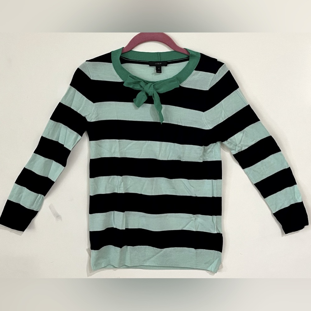 NEW J. Crew Striped Sweater, Navy and Green, Size XS